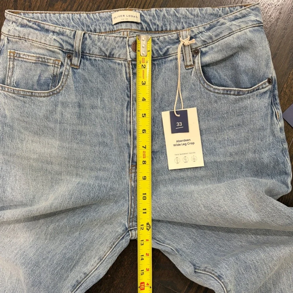 Oliver Logan Aberdeen Wide Leg Crop Jeans Womens 33 Light Blue‎ High Rise Raw